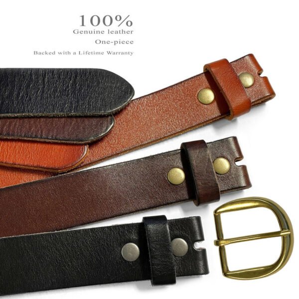 Genuine Full Grain Leather Casual Jean Belt 1-1/2"(38mm) Wide