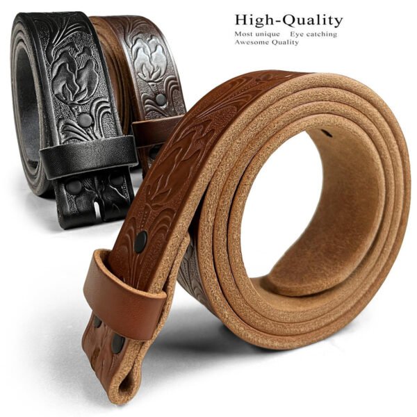 Tooled Leather Belt Strap 1-1/2"(38mm) Wide