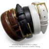 Gold Solid Genuine Leather  Belt 1-1/8"(30mm) Wide