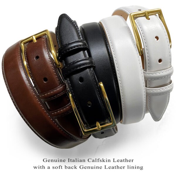 Gold Solid Genuine Leather  Belt 1-1/8"(30mm) Wide