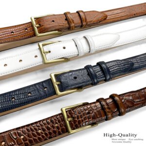 Gold Solid Genuine Leather  Belt 1-1/8"(30mm) Wide