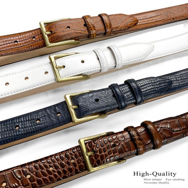 Gold Solid Genuine Leather  Belt 1-1/8"(30mm) Wide