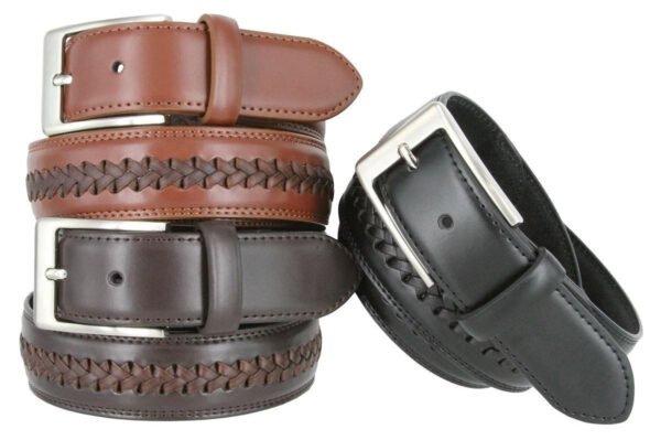Braided Leather Belt Laced Woven Casual Belt 1-3/8"(35mm) Wide
