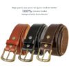 Premium Full-Grain Leather Casual Jeans Belt with Solid Brass Vintage Buckle, 38mm Wide