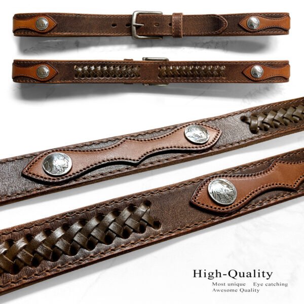 3850002_all_OK01__93213 Conchos Genuine Full Grain Leather Belt 1-1/2"(38mm) Wide