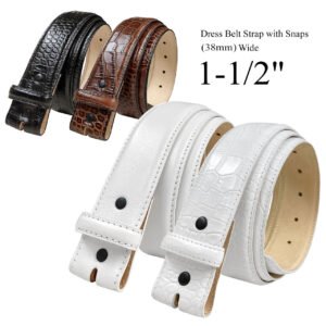 Cowhide Leather Belt Strap with Snaps – 38mm