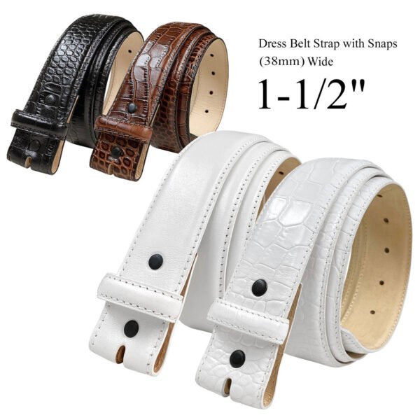 Cowhide Leather Belt Strap with Snaps – 38mm