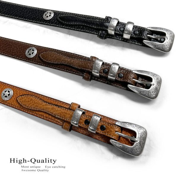 Western Silver Engraved Ranger Belt