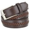 Braided Leather Belt Laced Woven Casual Belt 1-3/8"(35mm) Wide