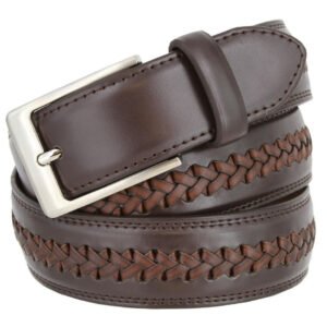 Braided Leather Belt Laced Woven Casual Belt 1-3/8"(35mm) Wide