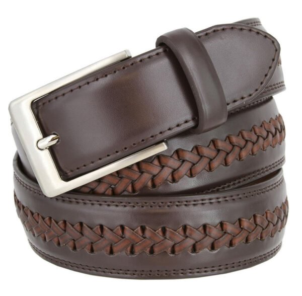 Braided Leather Belt Laced Woven Casual Belt 1-3/8"(35mm) Wide