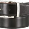 Silver Men's Leather Belt 1-3/8"(35mm) wide (Black/Tan)