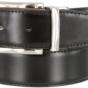 Silver Men's Leather Belt 1-3/8"(35mm) wide (Black/Tan)