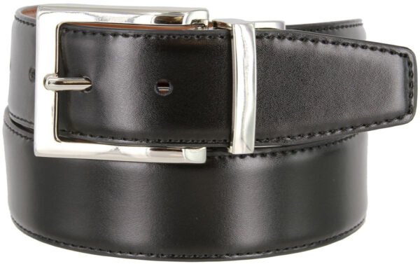 Silver Men's Leather Belt 1-3/8"(35mm) wide (Black/Tan)