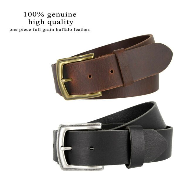 Genuine Full Grain Leather Casual Jean Belt 1-1/2"(38mm) Wide