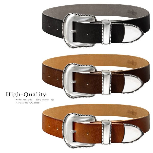 Genuine Full Grain Leather Casual Jean Belt 1-1/2"(38mm) Wide