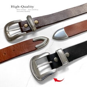 Full-Grain Cowhide Leather Designer Dress Conchos Belt