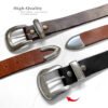 Genuine Full Grain Leather Casual Jean Belt 1-1/2"(38mm) Wide