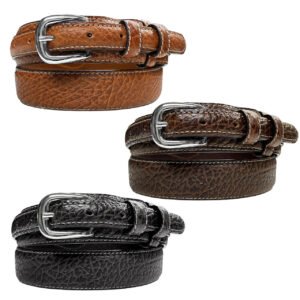 Genuine Leather Ranger Belt 1-3/8"(35mm) Taper to 3/4"(19mm) Wide