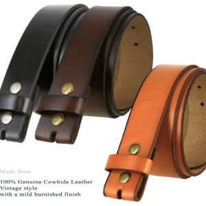 Belt Strap Genuine Leather Strap with Snaps 1-1/2"(38mm) Wide