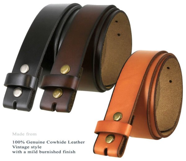 Belt Strap Genuine Leather Strap with Snaps 1-1/2"(38mm) Wide