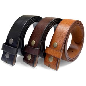 Replacement Leather Belt Strap with Snaps on 1-1/2"(38mm) Wide