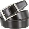 Silver Men's Leather Belt 1-3/8"(35mm) wide (Black/Tan)