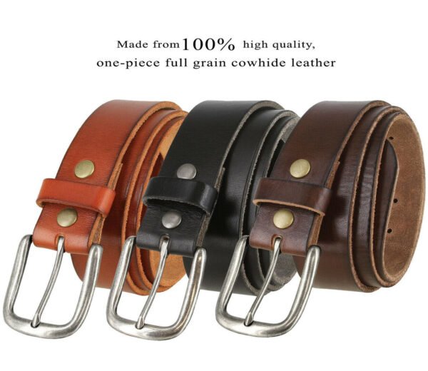Classic Antique Silver Buckle Leather Belt