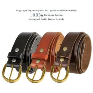 Genuine Full Grain Leather Casual Jean Belt 1-1/2"(38mm) Wide