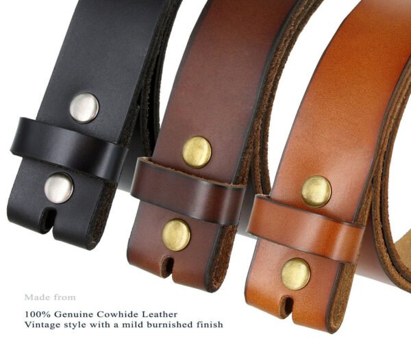 Belt Strap Genuine Leather Strap with Snaps 1-1/2"(38mm) Wide