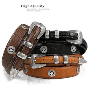 Western Silver Engraved Ranger Belt