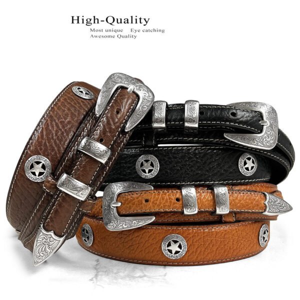 Western Silver Engraved Ranger Belt