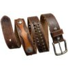 apinpunqc__42697 Conchos Genuine Full Grain Leather Belt 1-1/2"(38mm) Wide