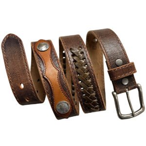 Conchos Genuine Full Grain Leather Belt 1-1/2"(38mm) Wide