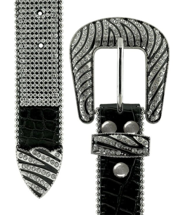 apipwhawt__86398 Crystal Genuine Leather Belt 1-1/2"(38mm) Wide