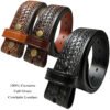 One-Piece Basketweave Leather Work Belt Strap – 38mm