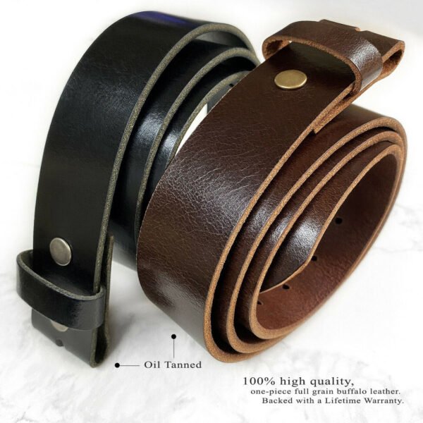 Tanned Leather Belt Strap with Snaps on 1-1/2"(38mm) Wide