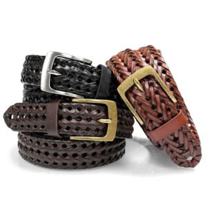Men's Braided Leather Belt – 35mm Wide