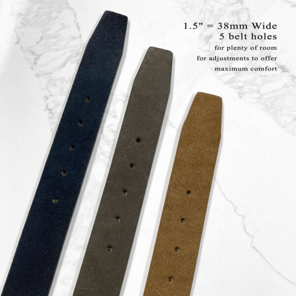 Belt Genuine Suede Leather Casual Jean Belt 1-1/2"(38mm) Wide