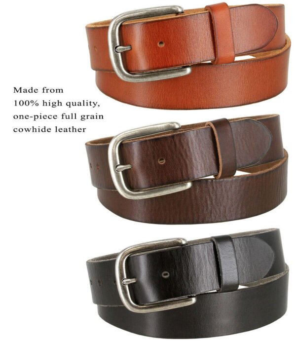 Classic Antique Silver Buckle Leather Belt