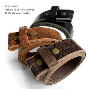 Full-Grain Vintage Belt Strap with Snaps
